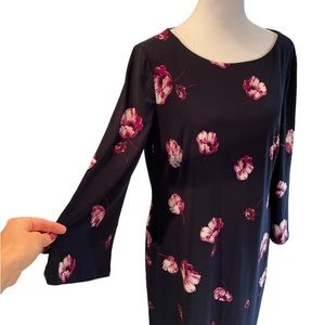 Lauren Ralph Lauren Navy Blue with Purple & Lavender Floral Print 3/4 Sleeves 12